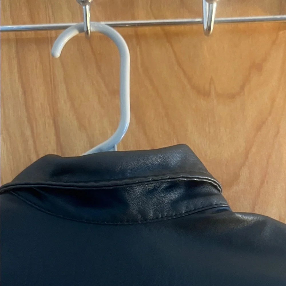 Wonder Nation Black Leather Jacket with Silver Zipper